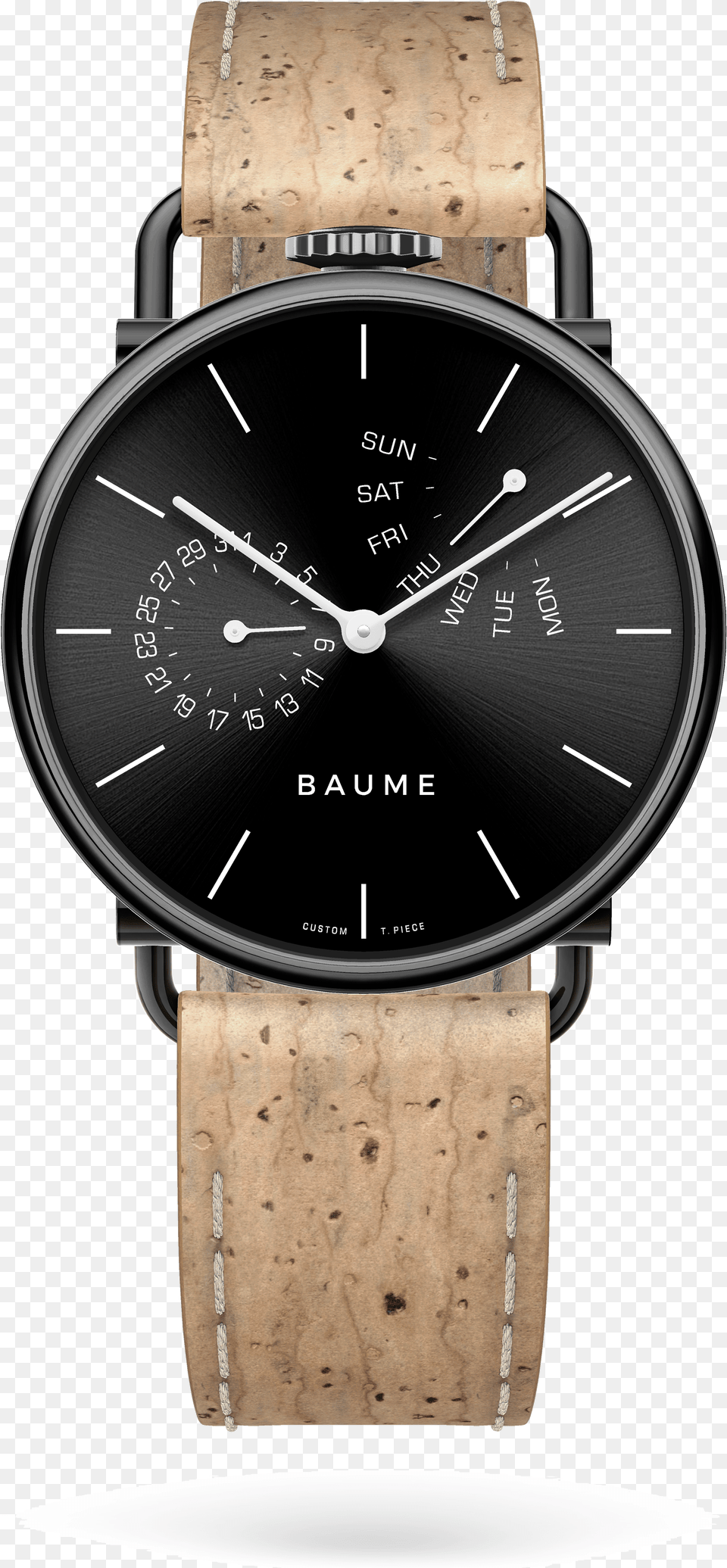 Retrograde Unisex Custom Watch Miyota Black Case Baume, Arm, Body Part, Person, Wristwatch Free Png