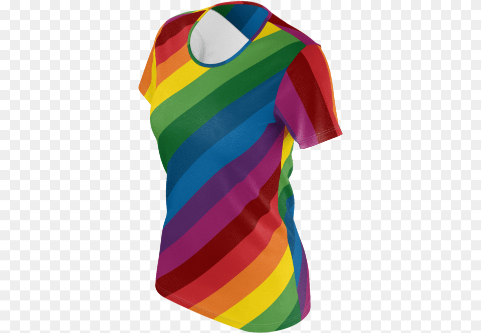 Retrorainbow Diagonal Stripe All Over Print Women S Graphic Design, Clothing, T-shirt, Shirt, Person Png Image