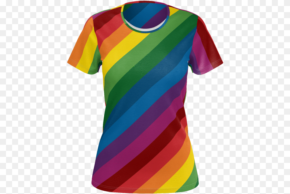 Retrorainbow Diagonal Stripe All Over Print Women S Graphic Design, Clothing, Shirt, T-shirt, Dye Png