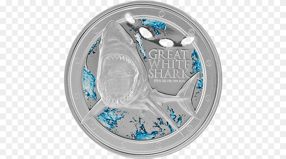 Rev 570 Great White Shark Nz Mint, Silver, Coin, Money, Disk Png
