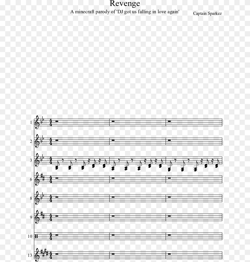 Revenge Sheet Music Composed By Captain Sparkez 1 Of Revenge Minecraft Parody Sheet Music, Gray Free Png Download