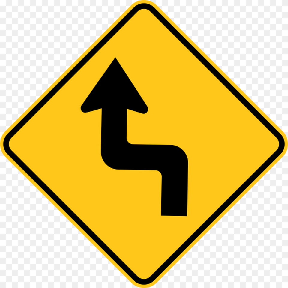 Reverse Turn Left Warning Trail Sign Yellow Any Three Road Signs That Exhibit Rotational Symmetry, Road Sign, Symbol, Device, Grass Png Image