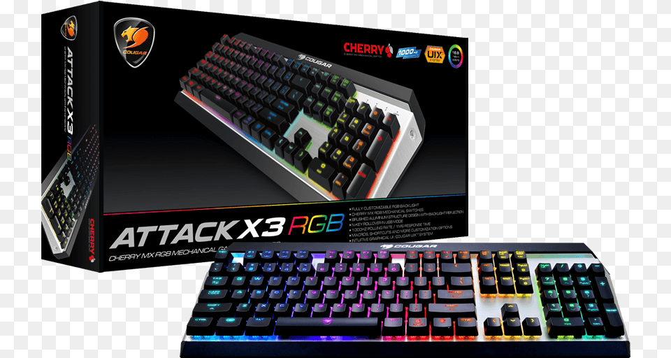 Review Cougar Attack X3 Rgb Mechanical Keyboard Cougar Attack X3 Rgb, Computer, Computer Hardware, Computer Keyboard, Electronics Free Png