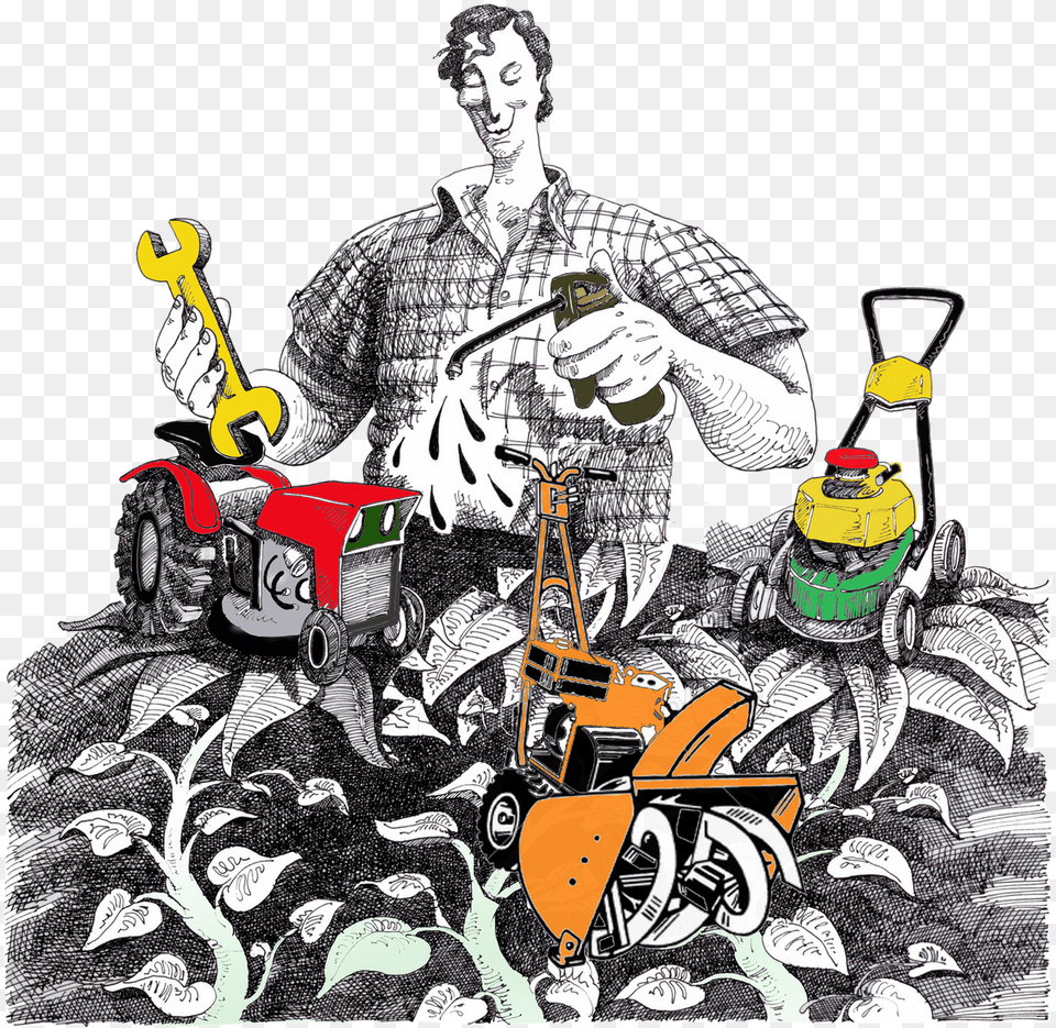 Reviews Mowernmore Sketch, Plant, Grass, Adult, Man Free Png