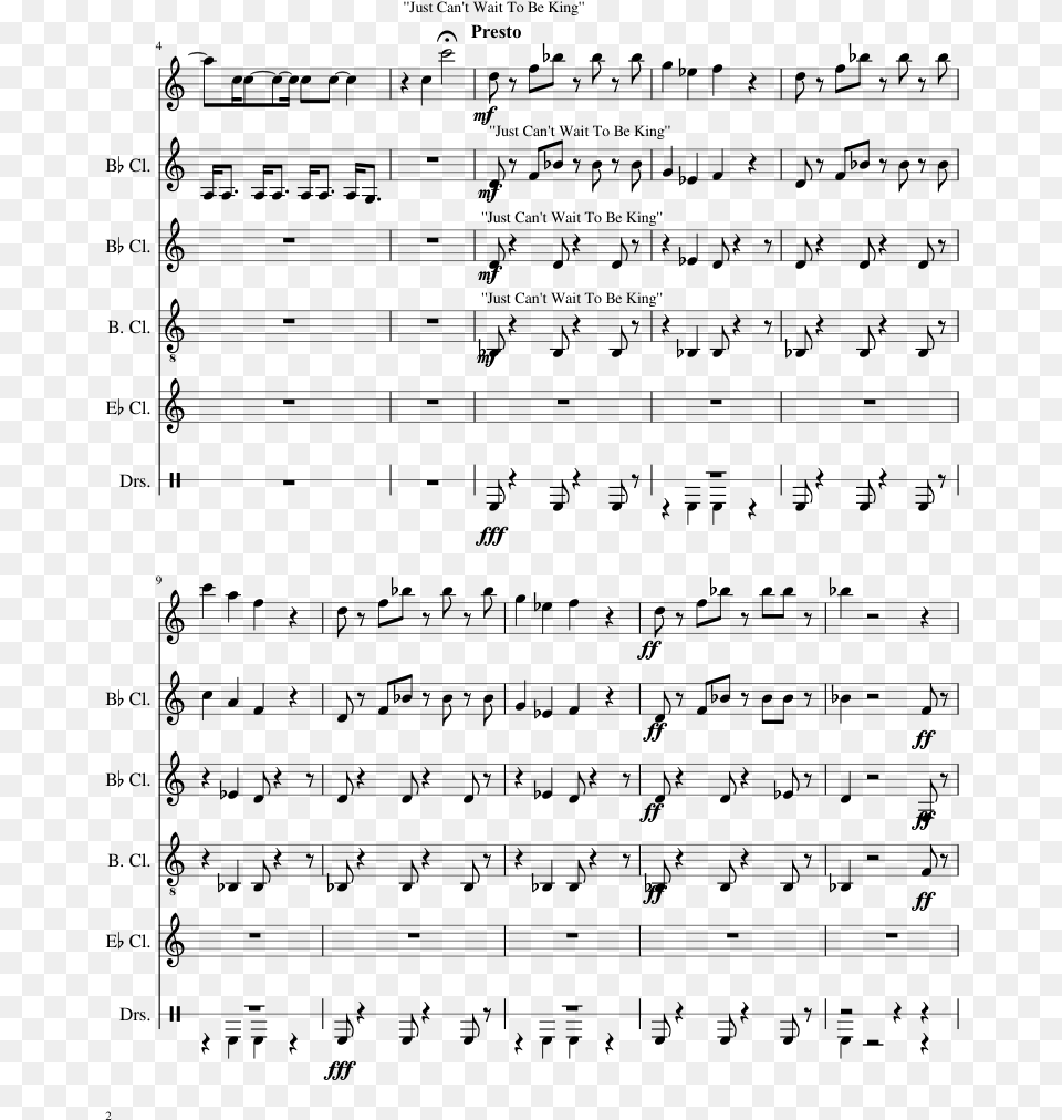 Revised Lion King Sheet Music Composed By Rose Bruns Marsch 1 Tenorhorn, Gray Free Transparent Png