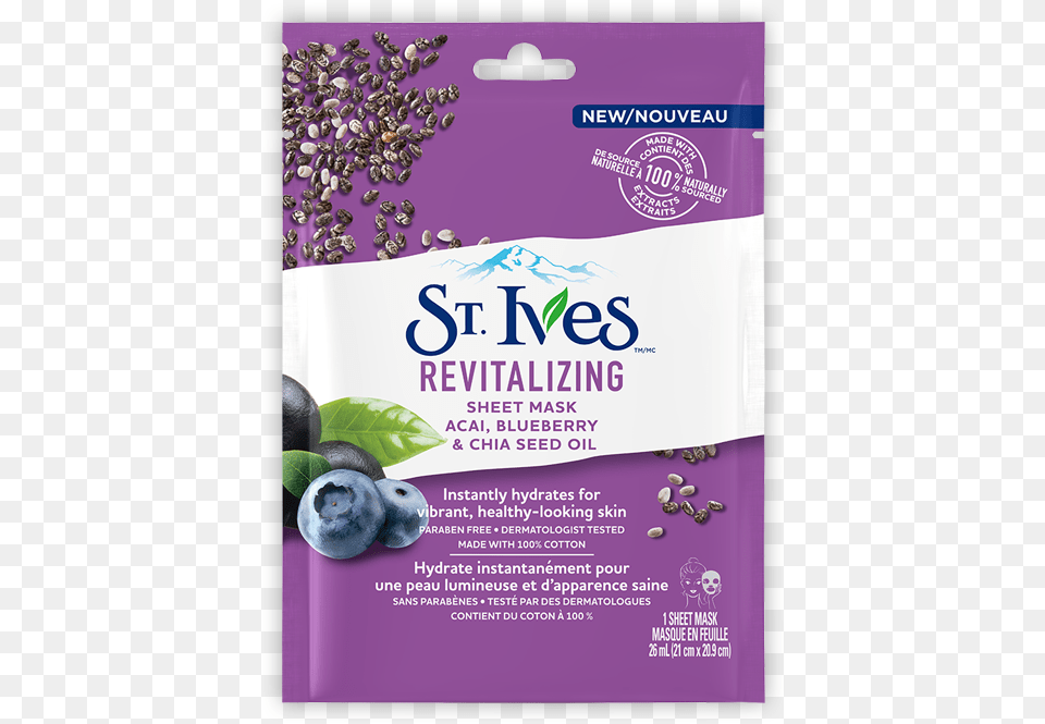 Revitalizing Acai Blueberry Amp Chia Seed Oil Face Sheet St Ives Revitalizing Blueberry Amp Chia Seed, Advertisement, Berry, Food, Fruit Free Png