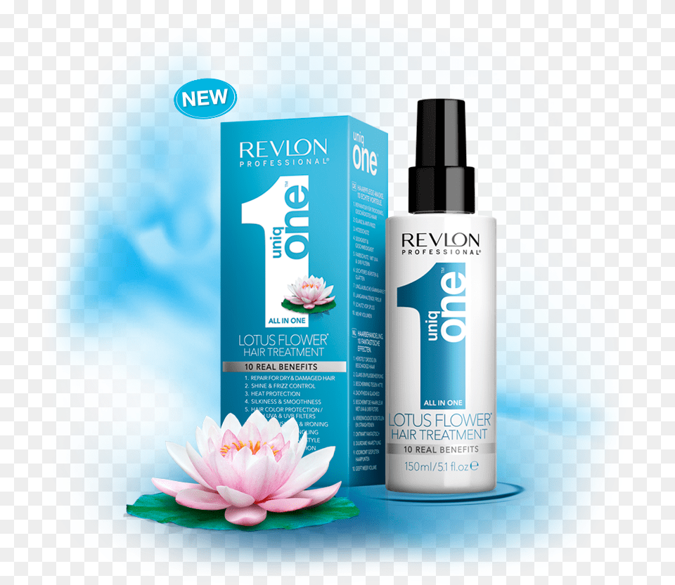 Revlon Uniq One Lotus Flower Hair Treatment 10 Benefits In 1 Treatment Revlon 10in One Blue, Bottle, Cosmetics, Perfume, Lotion Png Image
