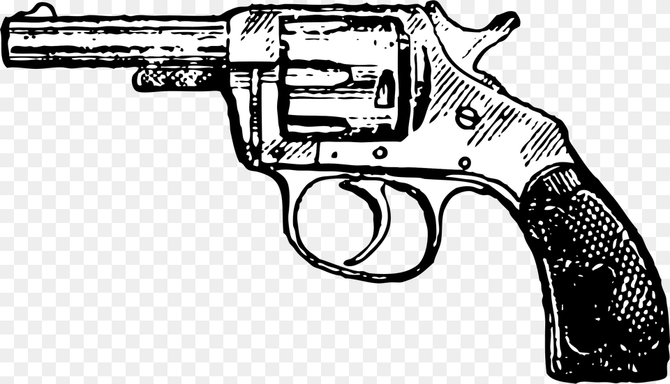 Revolver Black And White, Firearm, Gun, Handgun, Weapon Free Transparent Png