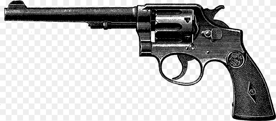 Revolver Gun Antique Illustration Drawing Digital Download Revolver Clipart, Firearm, Handgun, Weapon Png Image