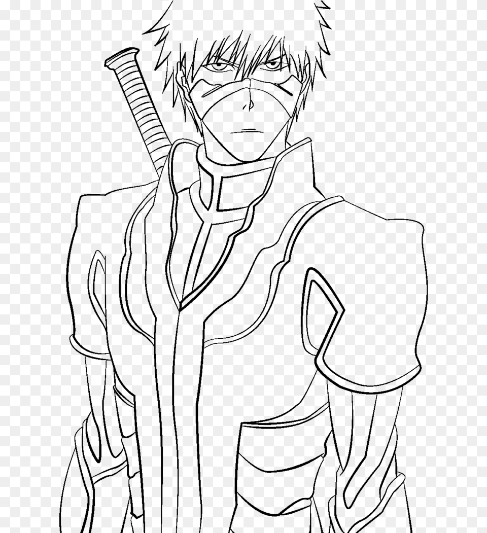 Reward Bleach Ichigo Coloring Pages Printable Ones Cartoon Bleach Hollow Ichigo Drawing, Gray Free Transparent Png