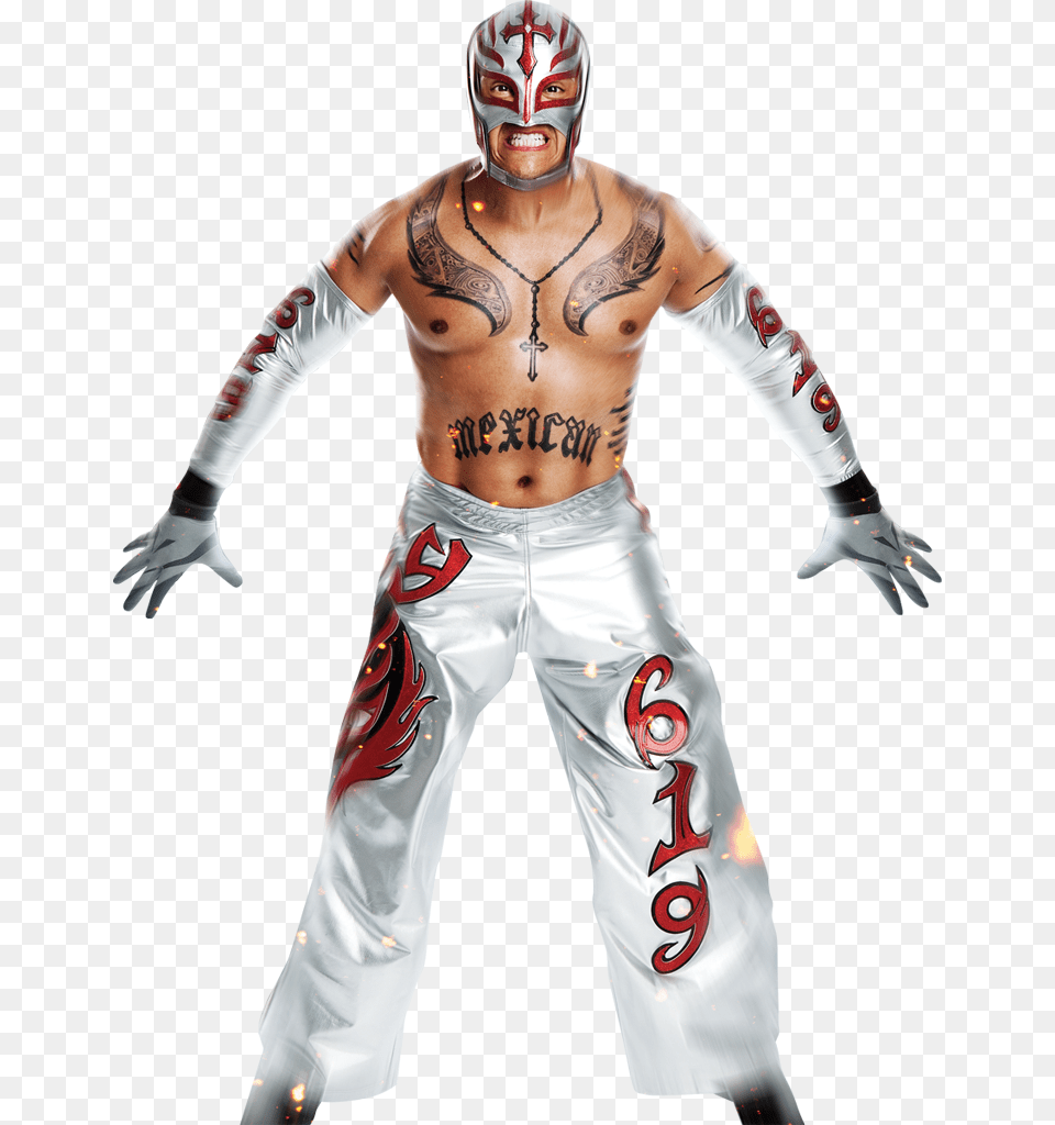 Rey Mysterio Transparent Rey Mysterio All Costumes, Tattoo, Skin, Person, People Free Png Download