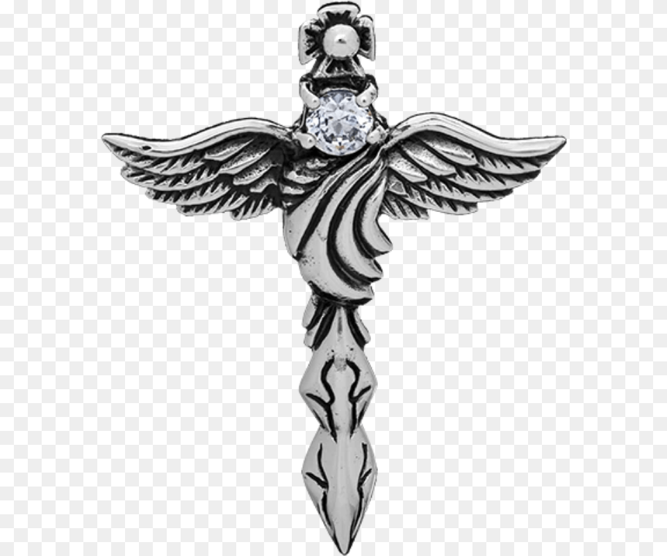 Rhinestone Angel Wing Cross Pendant Emblem, Accessories, Symbol, Jewelry Free Png Download
