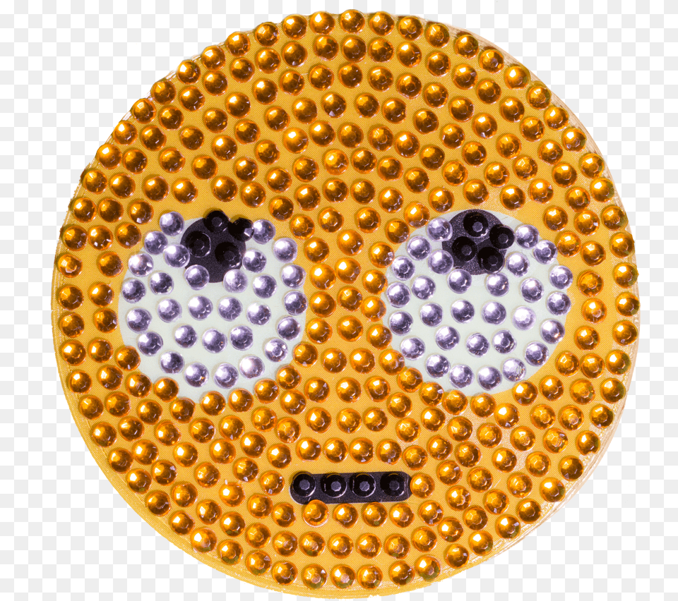 Rhinestone Eyes Up Emoji 2in Stickerbeans Heath Ceramic Clock, Sphere, Accessories, Pattern, Gold Png Image