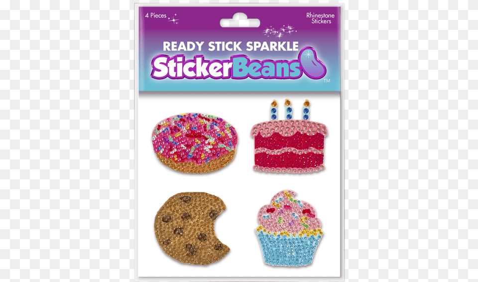 Rhinestone Yummy Treats 4pc Stickerbeans Set Muffin, Food, Sweets, Sprinkles, Cream Free Png Download