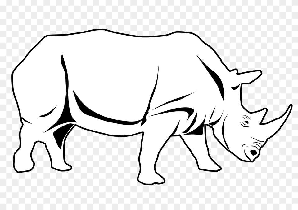 Rhino Black And White Clip Art, Animal, Mammal, Wildlife, Baby Free Png