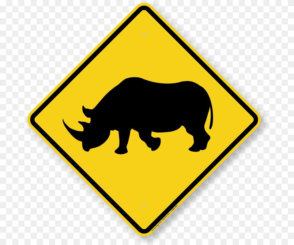 Rhino Crossing Symbol Sign Black Rhinoceros, Animal, Mammal, Pig, Road Sign Free Png Download