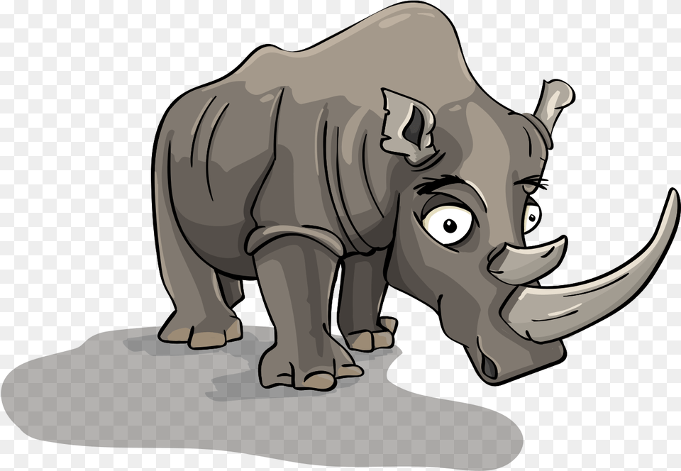 Rhino Horn Cartoon Character Animal Brontothere Badak Kartun, Wildlife, Mammal, Baby, Person Free Transparent Png
