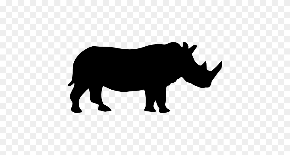 Rhino Side View Silhouette, Animal, Mammal, Pig, Wildlife Free Transparent Png