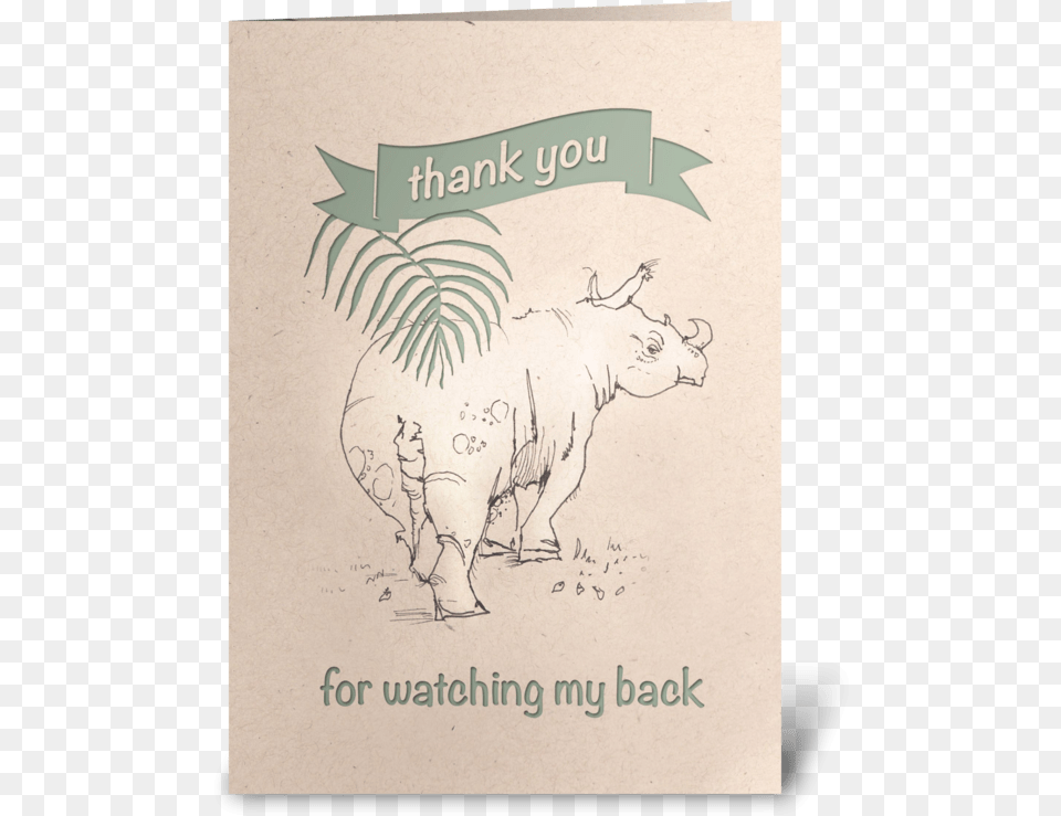 Rhino Thank You Card Greeting Card Illustration, Animal, Mammal, Bull, Wildlife Free Png