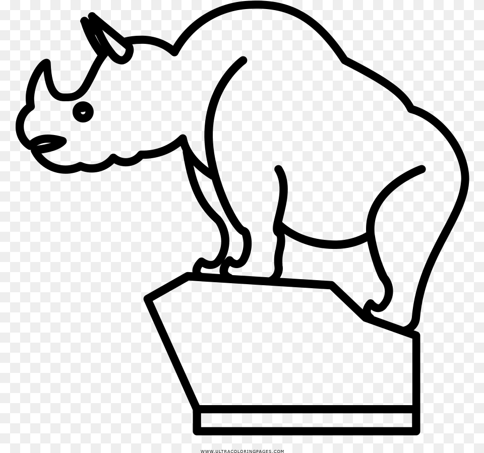 Rhinoceros Coloring, Gray Free Transparent Png