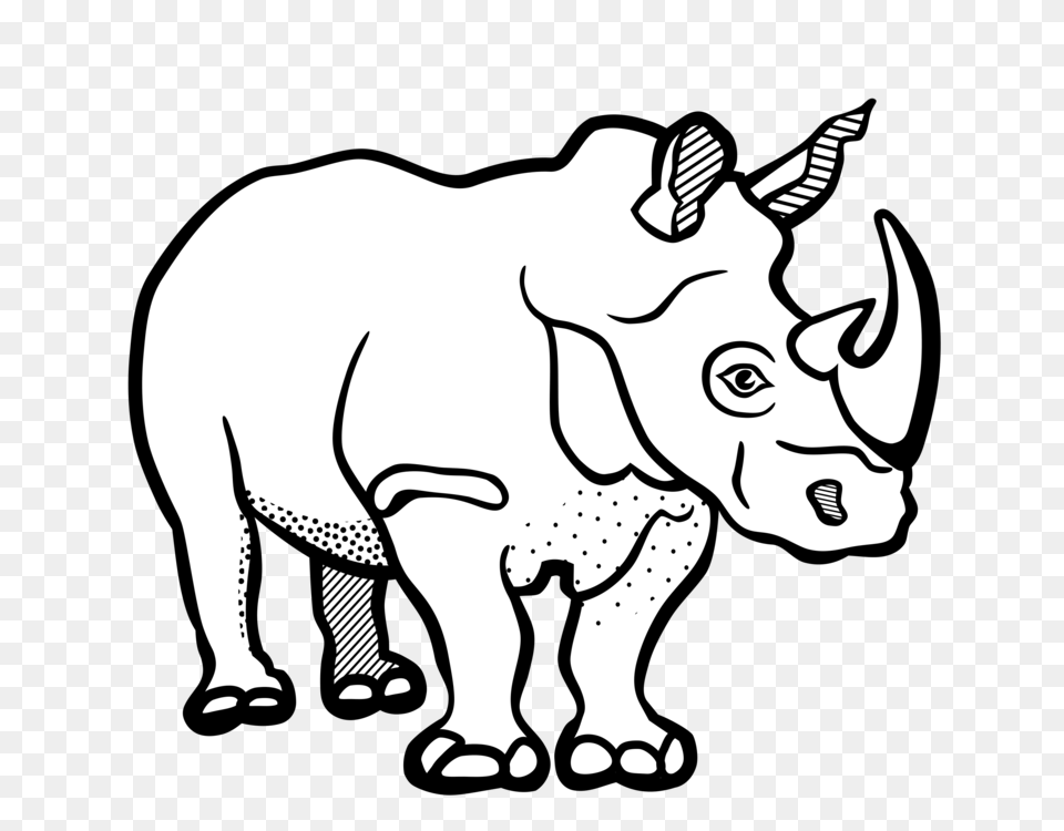 Rhinoceros Drawing Line Art Black And White Color, Animal, Wildlife, Mammal, Rhino Free Transparent Png