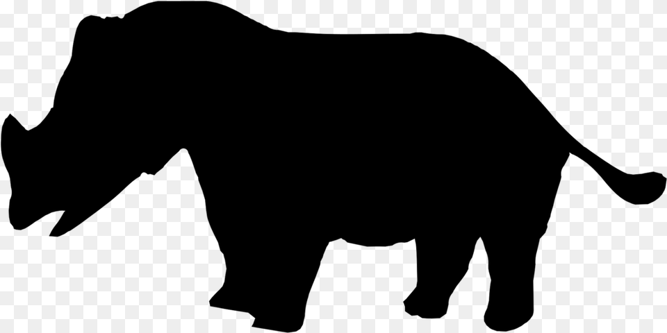 Rhinoceros Hippopotamus Indian Elephant African Elephant Begemot Siluet, Gray Free Transparent Png