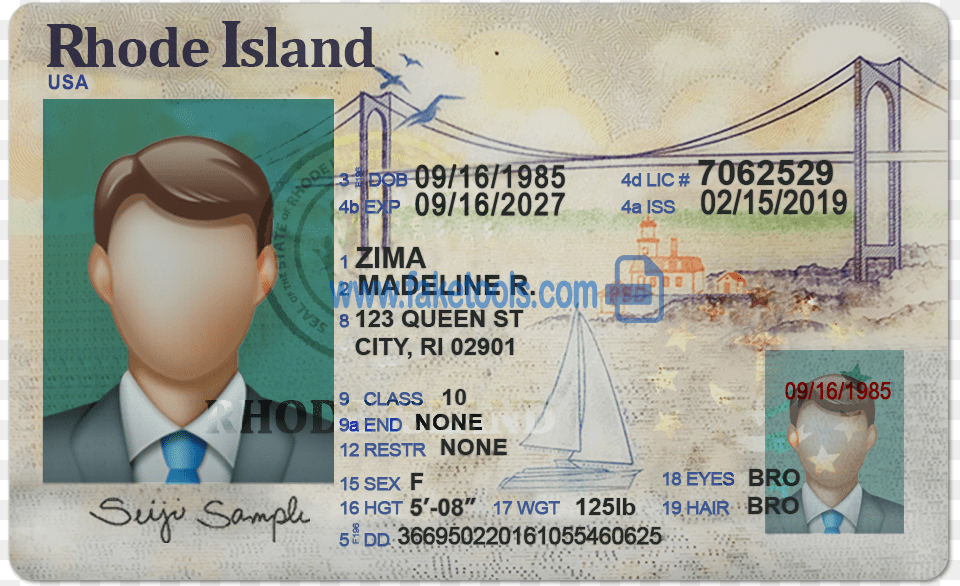 Rhode Island Driver License Psd Template Identity Document, Text, Baby, Person, Man Free Png