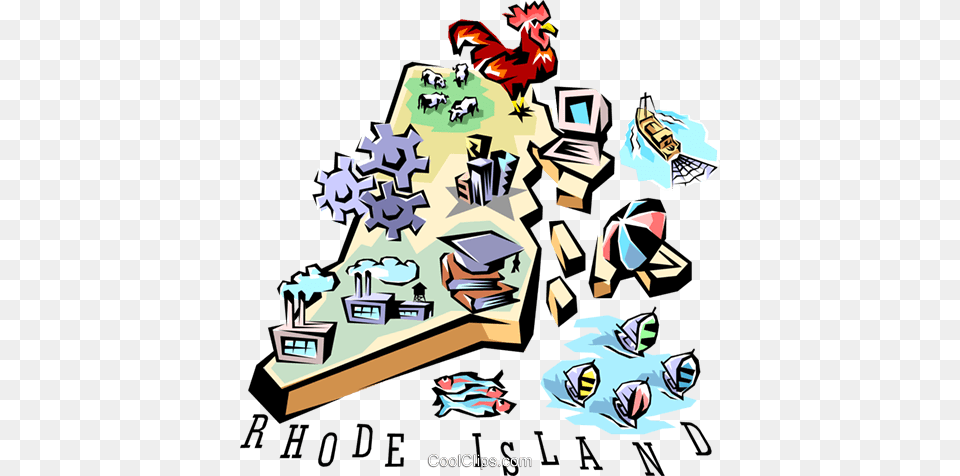 Rhode Island Vignette Map Royalty Vector Clip Art, Publication, Comics, Book, Bird Free Png Download