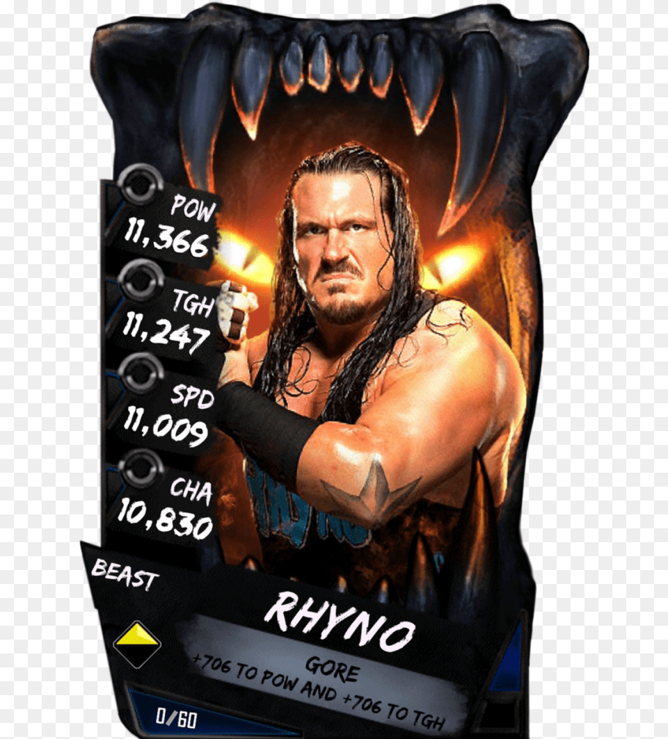 Rhyno S4 16 Beast Wwe Supercard Beast Cards, Adult, Person, Man, Male Free Transparent Png