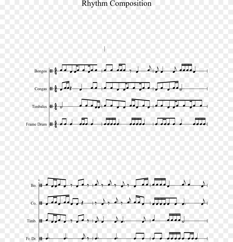 Rhythm Composition Sheet Music 1 Of 2 Pages Document, Gray Png