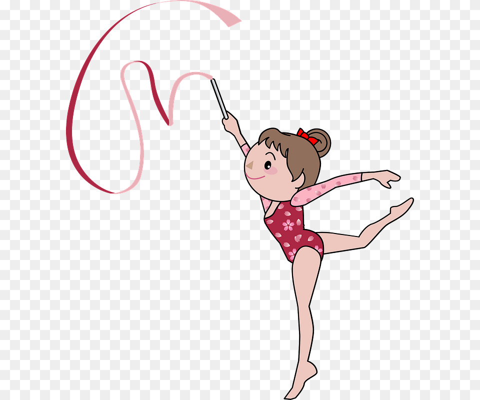 Rhythmic Gymnastics Ribbon Clipart Rhythmic Gymnastic Cartoon, Baby, Person, Dancing, Face Free Transparent Png