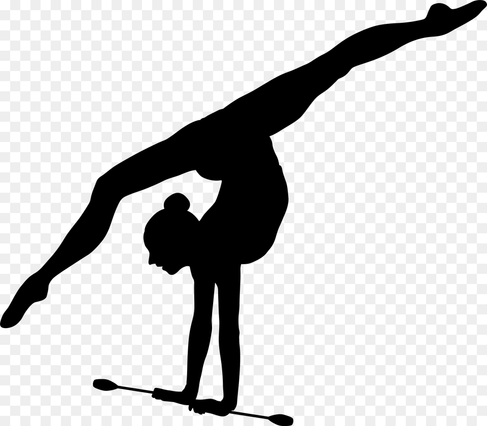 Rhythmic Gymnastics Ribbon Silhouette, Gray Free Png