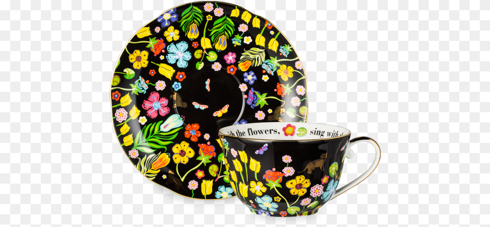 Rhythms Of Nature Black Cats Generous Cup And Saucer Rhythms Of Nature Black Cats Generous Cup, Art, Porcelain, Pottery Free Png