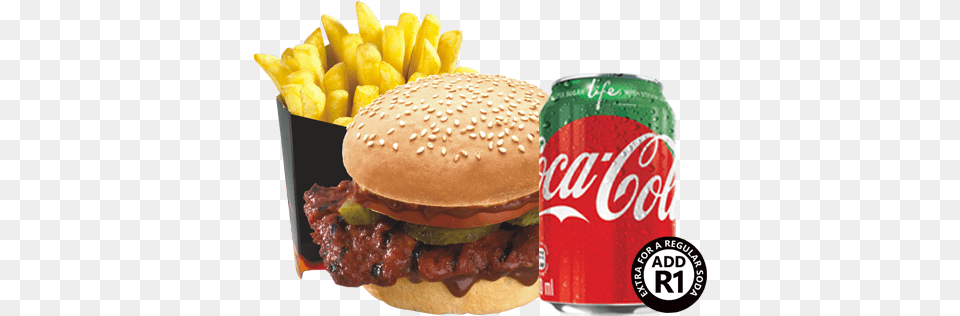 Rib Burger Reg Chips Amp 330ml Soda Coca Cola Vanilla, Food, Can, Tin, Beverage Free Png Download