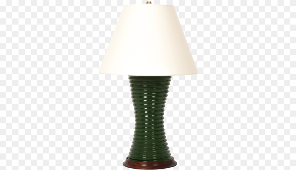 Ribbed Hourglass Lamp In Dark Green Lampshade, Table Lamp, Smoke Pipe Png