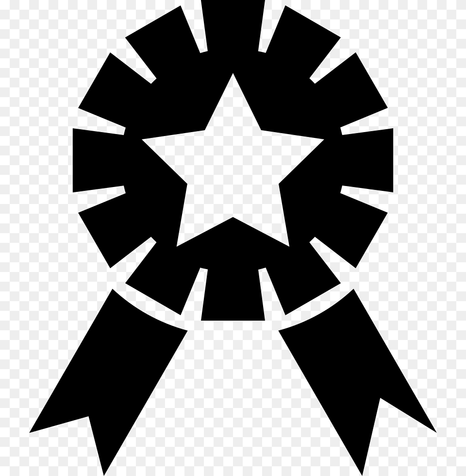 Ribbon Award With Star Shape Comments, Symbol, Stencil, Recycling Symbol, Cross Png Image