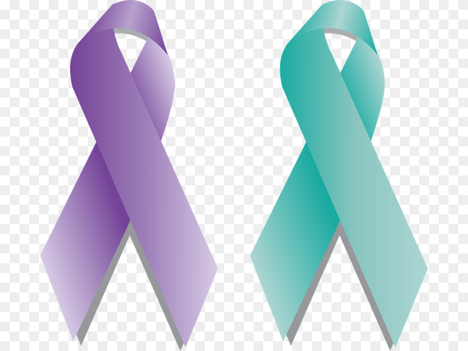 Ribbon Awareness Support Disease Medical Teal And Purple Ribbons, Accessories, Formal Wear, Tie Png Image