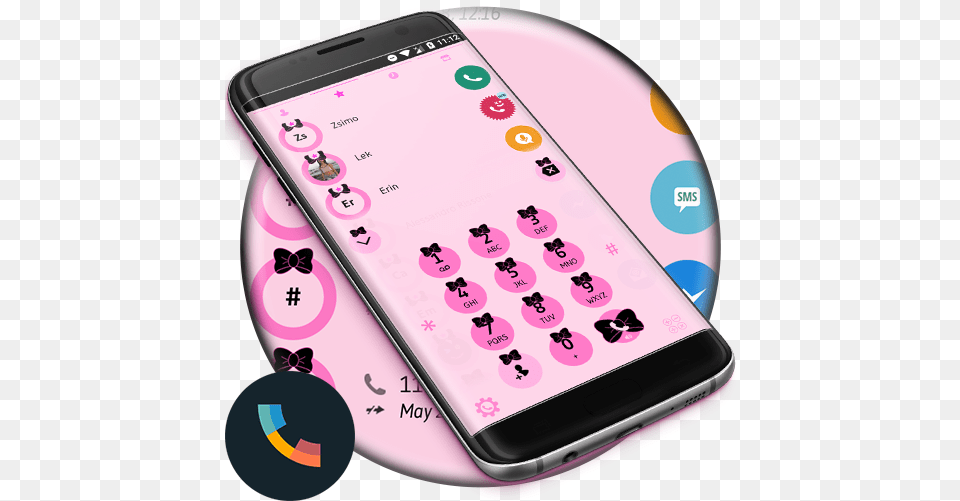 Ribbon Black Pink Contacts U0026 Dialer Phone Theme Portable, Electronics, Mobile Phone Png Image