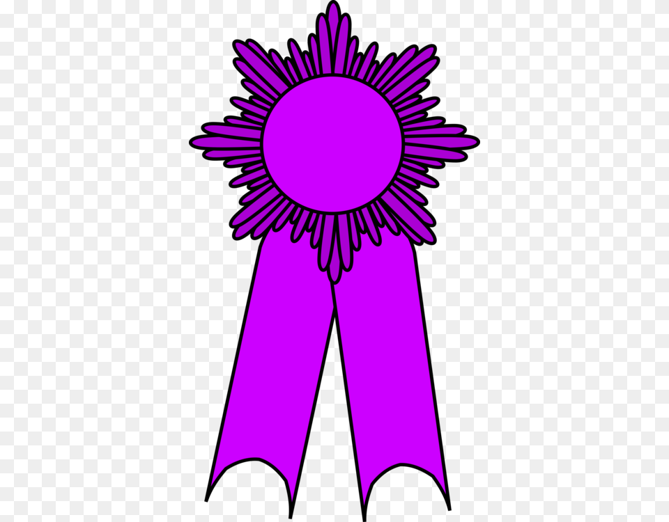 Ribbon Medal Award Prize Rosette, Purple, Logo, Flower, Plant Png Image