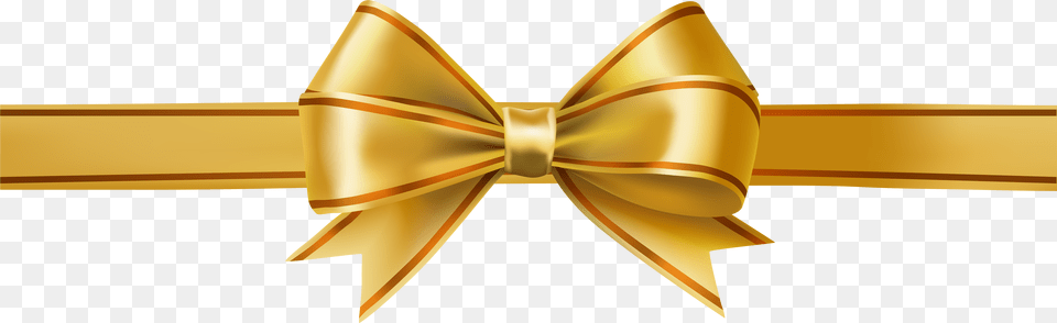 Ribbon Transparent Golden Gold Ribbon Bow, Accessories, Formal Wear, Tie, Bow Tie Png Image