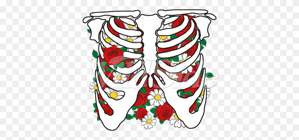 Ribcage With Flowers The Wild Side, Art, Floral Design, Graphics, Pattern Png Image