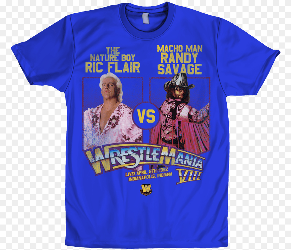 Ric Flair Vs Macho Man Wrestlemania Shirt, T-shirt, Clothing, Adult, Person Png Image