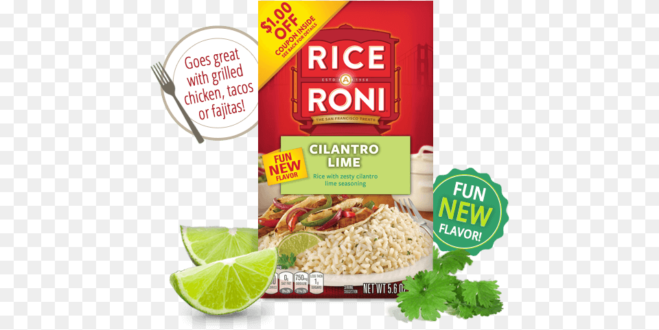 Rice A Roni Cilantro Lime, Advertisement, Cutlery, Fork, Plant Png