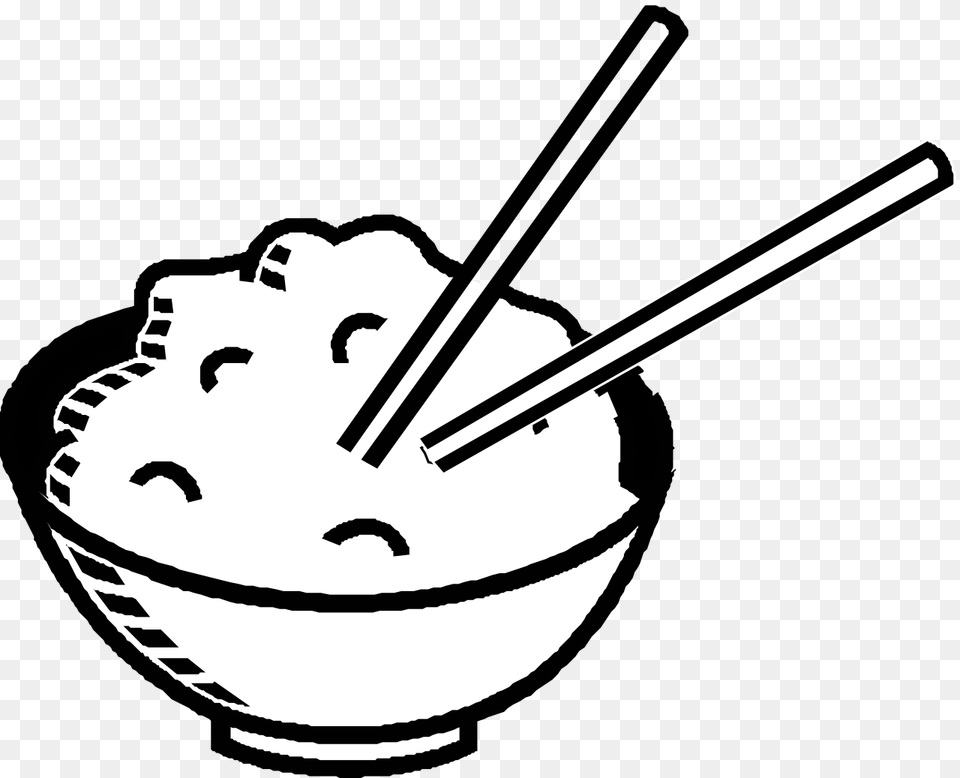 Rice Clipart Black And White, Food, Meal, Smoke Pipe, Bowl Free Png Download