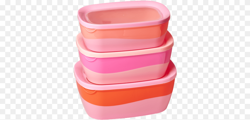 Rice Dk Rectangular Two Tone Food Box Pink Orange Set Of 3 Plastic Lunch Box, Bowl Free Png Download