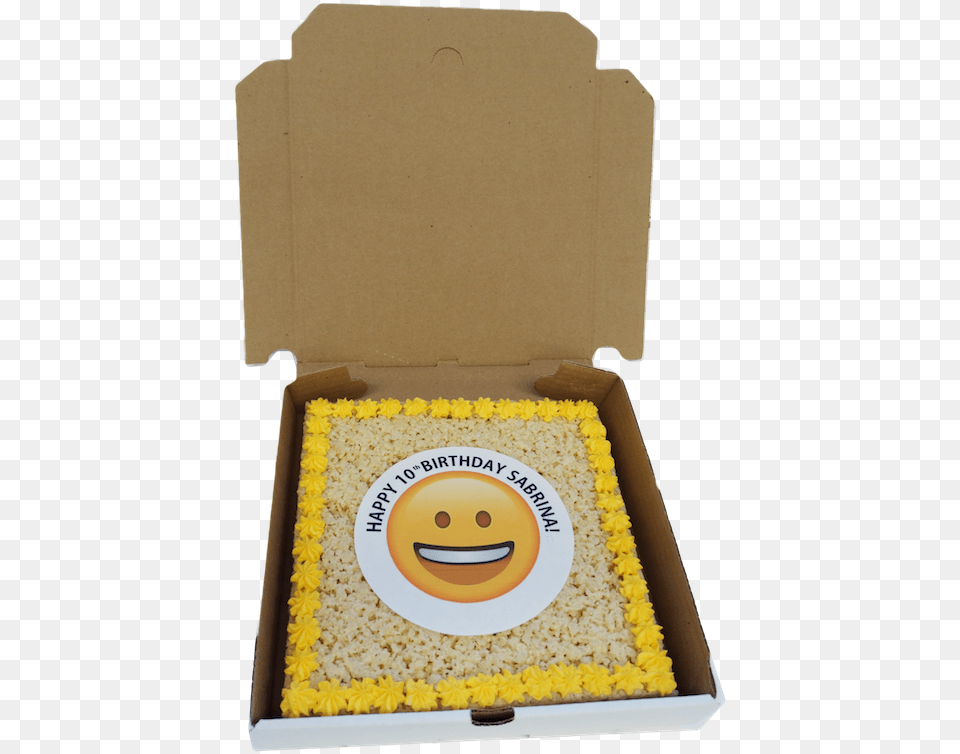 Rice Krispy Emoji Birthday Cake Smiley Full Size Cardboard Box, Birthday Cake, Cream, Dessert, Food Free Png Download