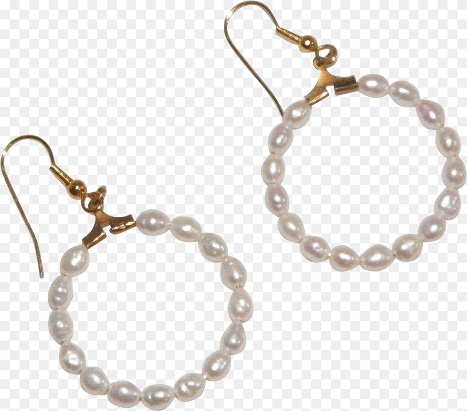 Rice Pearl Open Circle Pierced Earrings, Accessories, Earring, Jewelry, Necklace Png