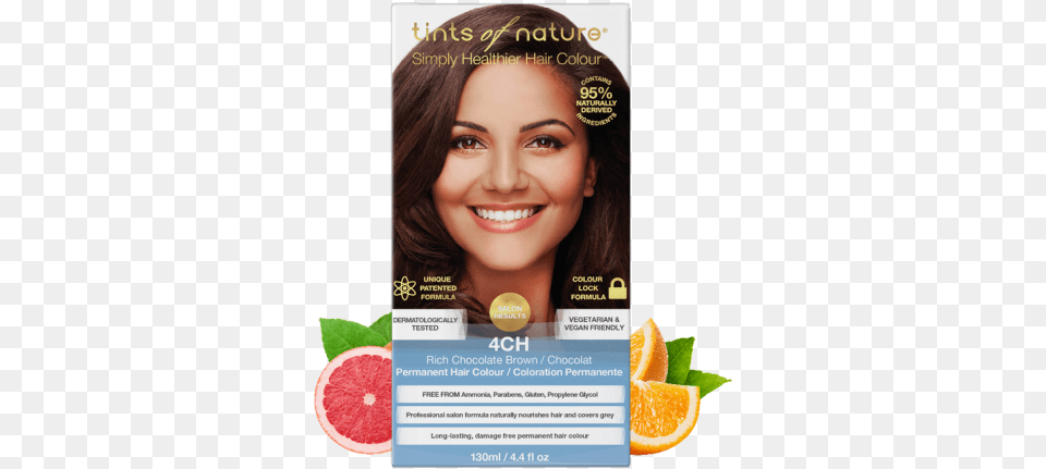 Rich Chocolate Brown Permanent Hair Dye Tints Of Nature 4ch, Grapefruit, Advertisement, Citrus Fruit, Produce Png Image
