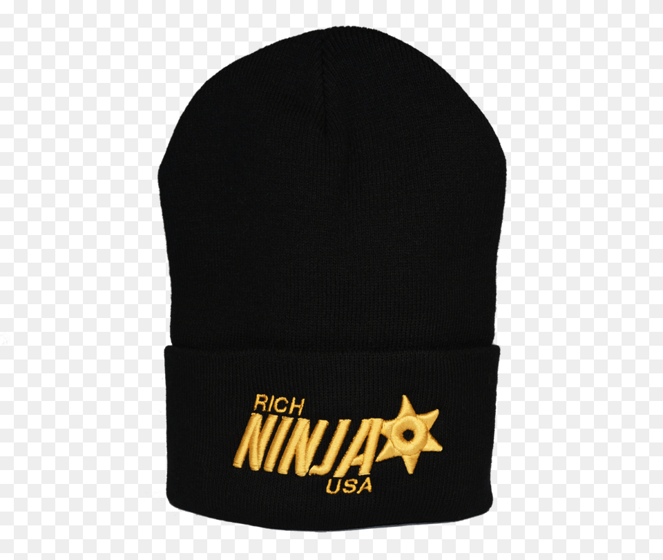 Rich Ninja Star Beanie Black Rich Ninja Usa, Cap, Clothing, Hat Png Image