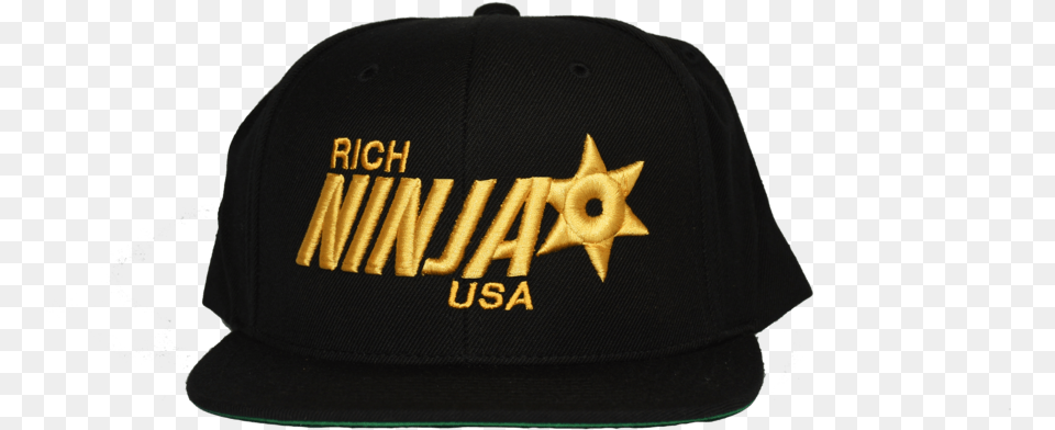 Rich Ninja Star Snapback Black Baseball Cap, Baseball Cap, Clothing, Hat Png Image